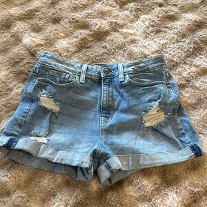 Levi's Blue Distressed Jean Shorts